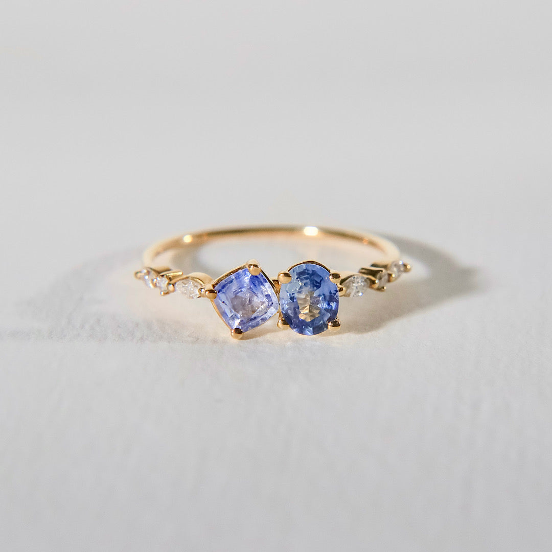 Mini Toi et Moi Ring - Blue Sapphire