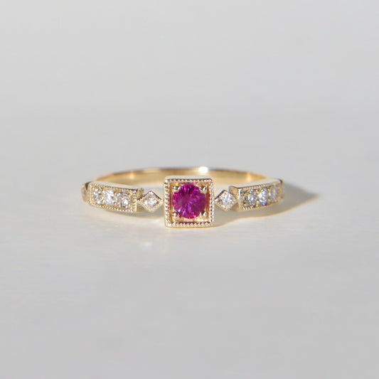 Ruby Square Art Deco Ring