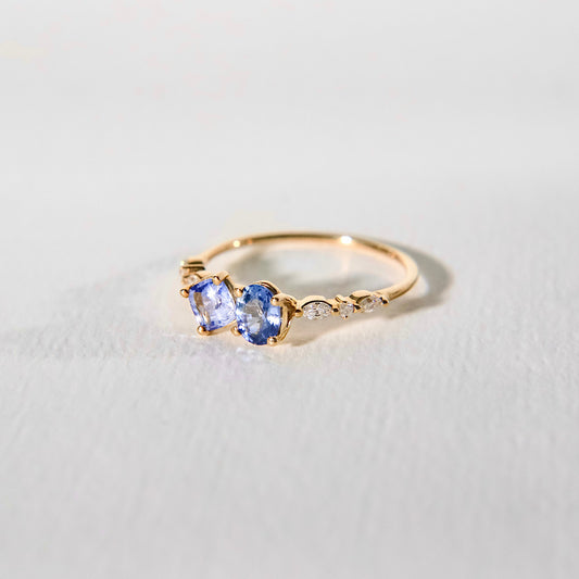 Mini Toi et Moi Ring - Blue Sapphire