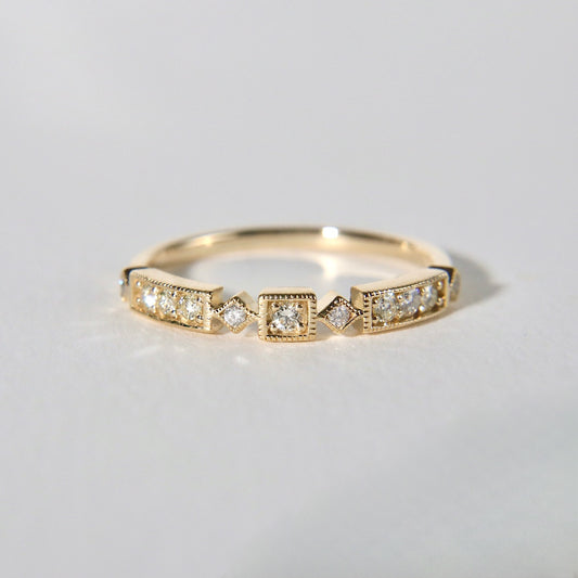 Diamond Square Art Deco Ring