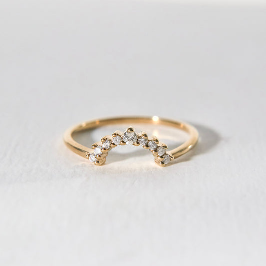 Half Circle Diamond Crown Ring