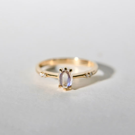 royal moonstone with diamonds ring